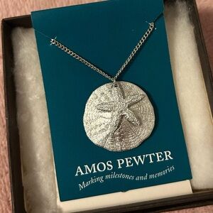 Amos Pewter Sand Dollar Pendant Necklace
